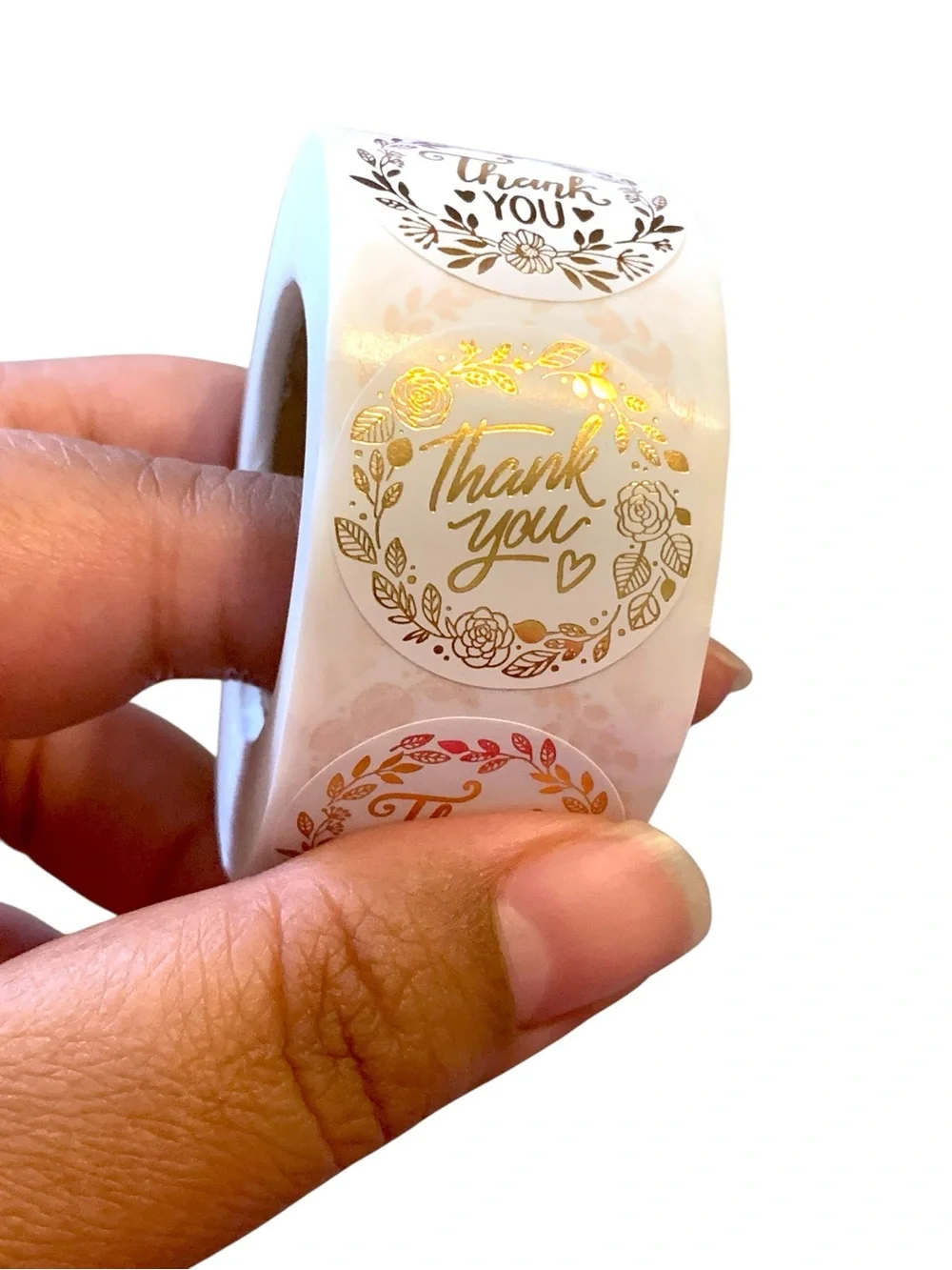500 Thank You Metallic Rose Gold size 1 inch Stickers Shipping Supplies 1 roll